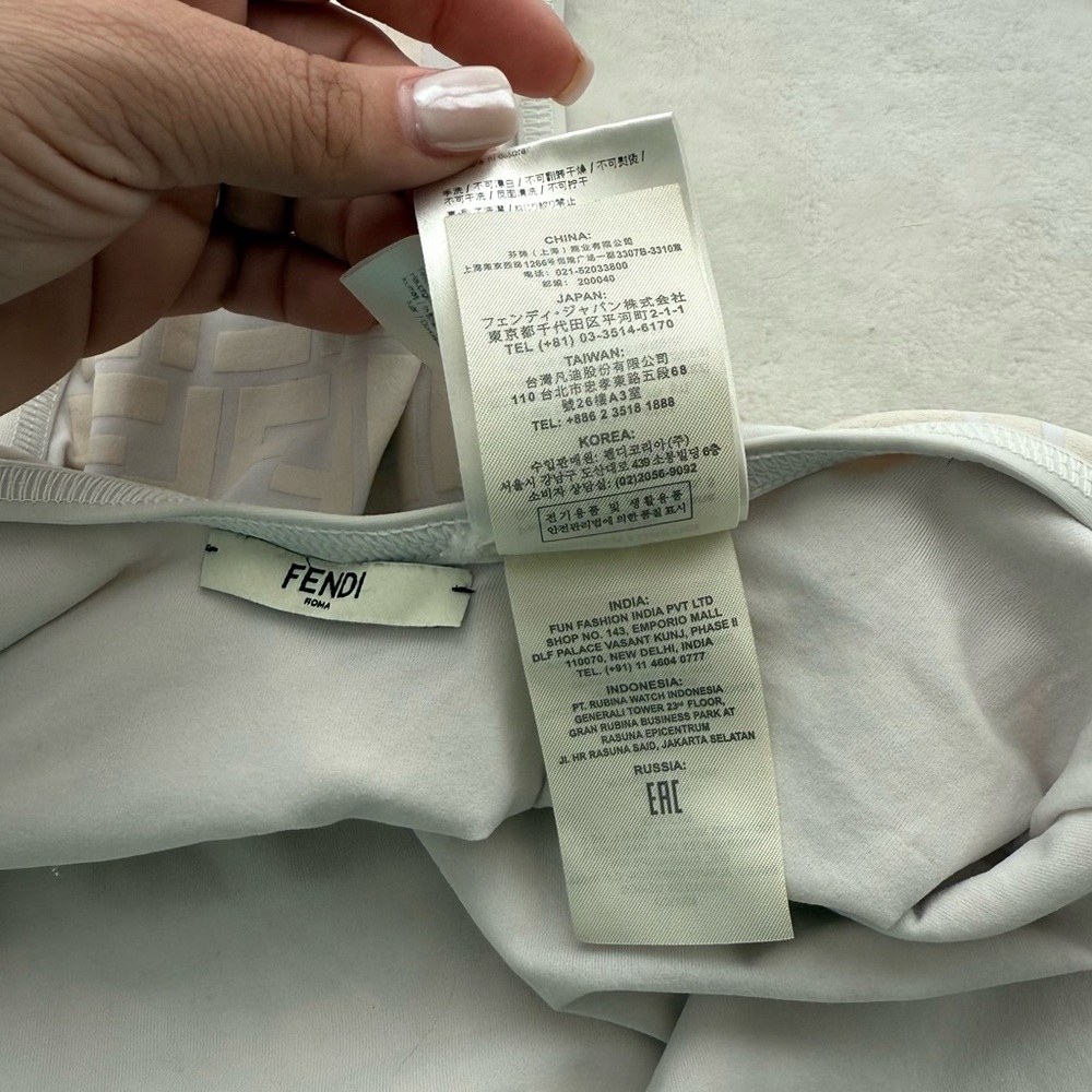 Fendi FF Raised Motif One Piece Bathing Suit in White Cream IT 42 US 6 Designer - Picture 9 of 14